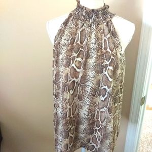 Multicolored snakeskin patterned top